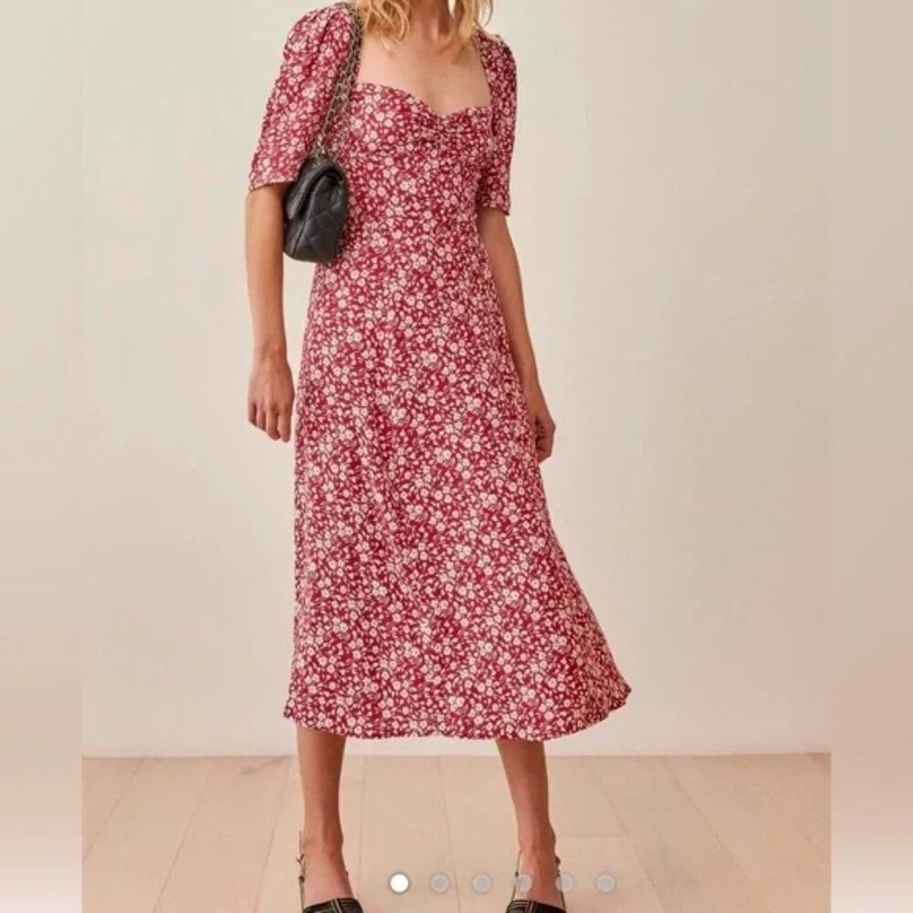Reformation Matin Dress Red Floral Size 2 / Small